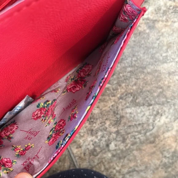 Betsy Johnson Red Animal Print Bow Satchel - Picture 7 of 14